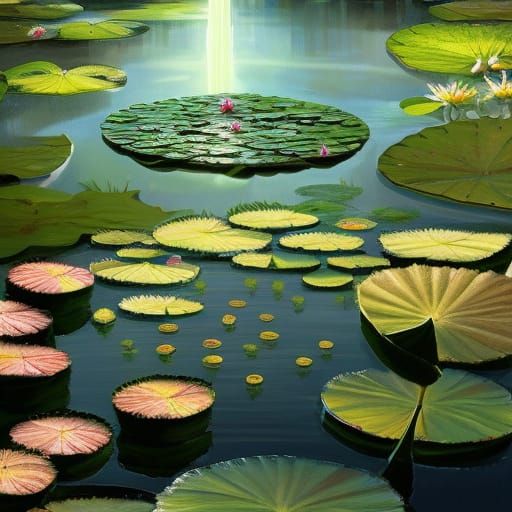 Mayfly Over Water Lilies: Fantasy Digital Art