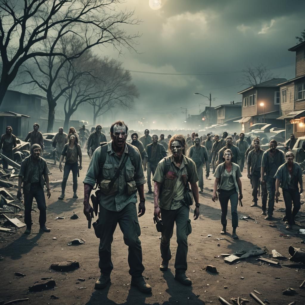 Dramatic Zombie Apocalypse Cinematic Film Still