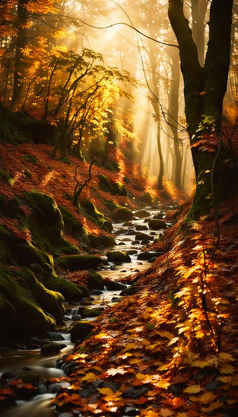 Mysterious Forest Path Leading to Distant Wall