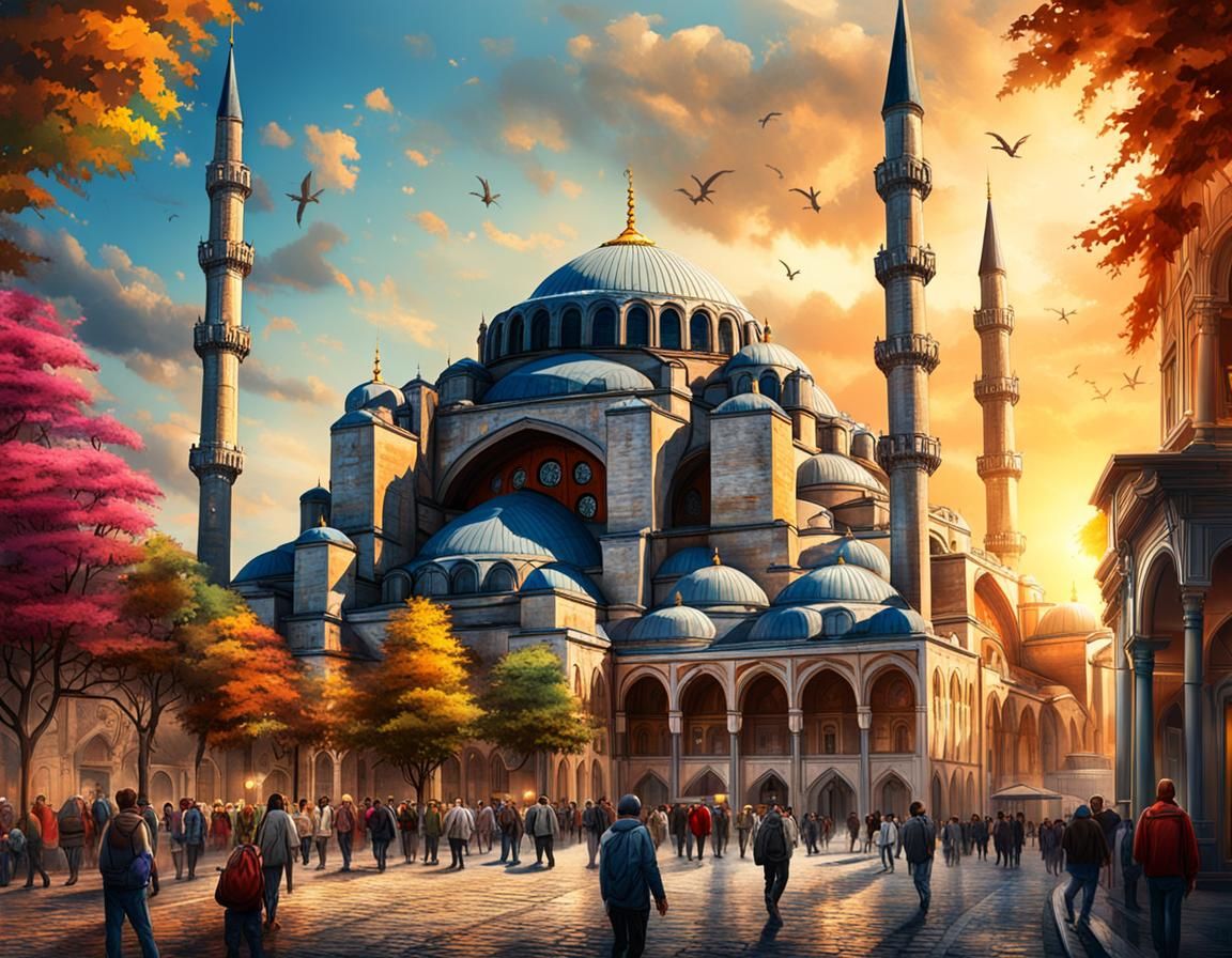 Sultanahmet Istanbul Cats in Hyperrealistic Splash Art