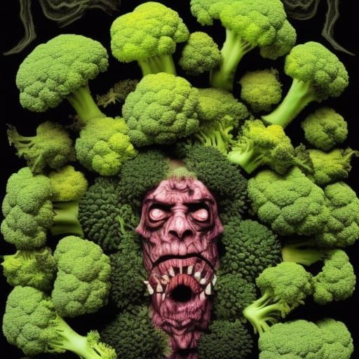 Satanic Stealth Broccoli: Spooky Sci-Fi Art
