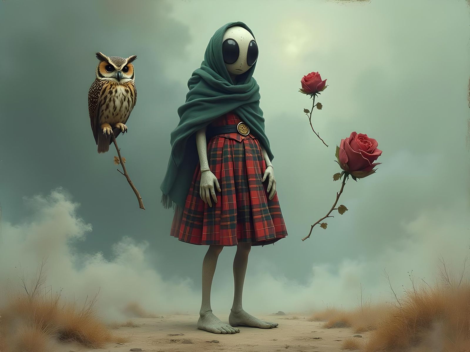 Alien in Kilt: Surreal Dreamscape Vision