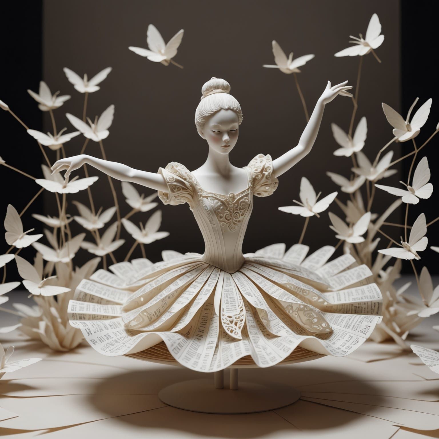 Porcelain Ballerina's Paper World Dance