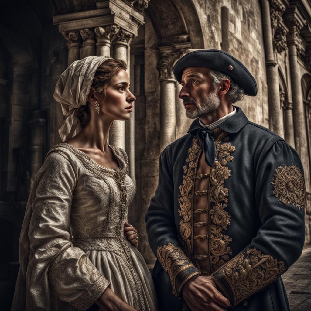 Italian Couple Near Colosseum: Hyperrealistic Image