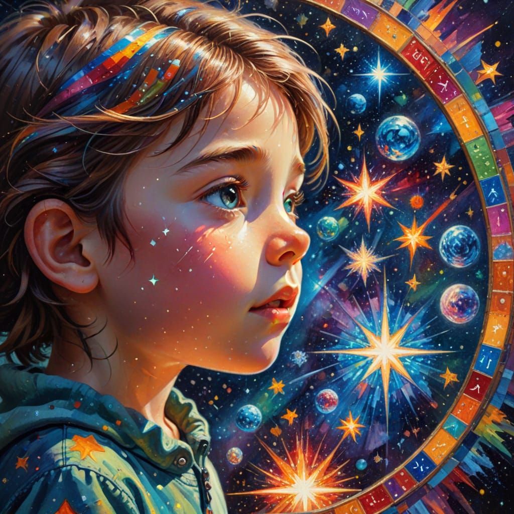 Kaleidoscope Constellations in Neo-Impressionist Style