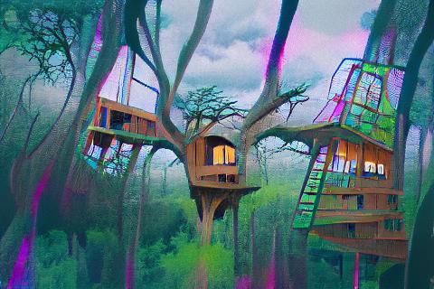 Enchanted Treehouse in a Mystical Forest