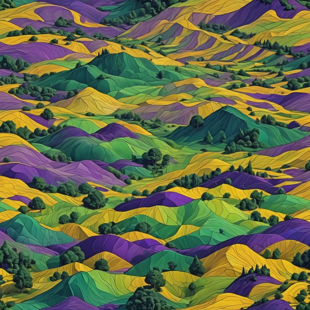 Infinite Magical Landscape in Art Nouveau Style