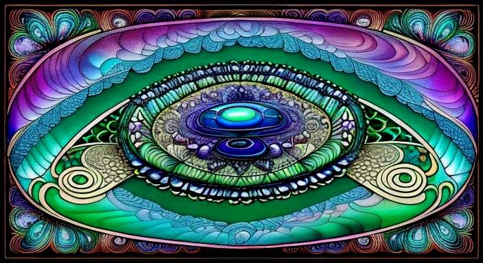 Iridescent Abstract Flowers in Zentangle Style