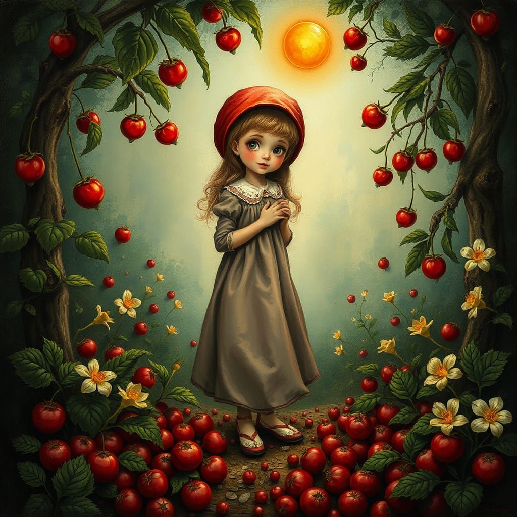 Girl in a Psychedelic Forest, Surrounded by Distorted Trees ...