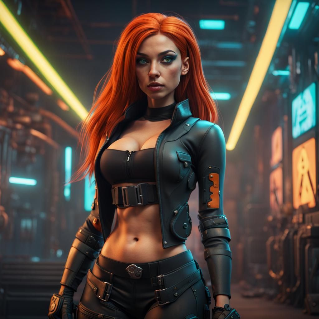 Kim Possible in Skimpy Cyberpunk Outfit