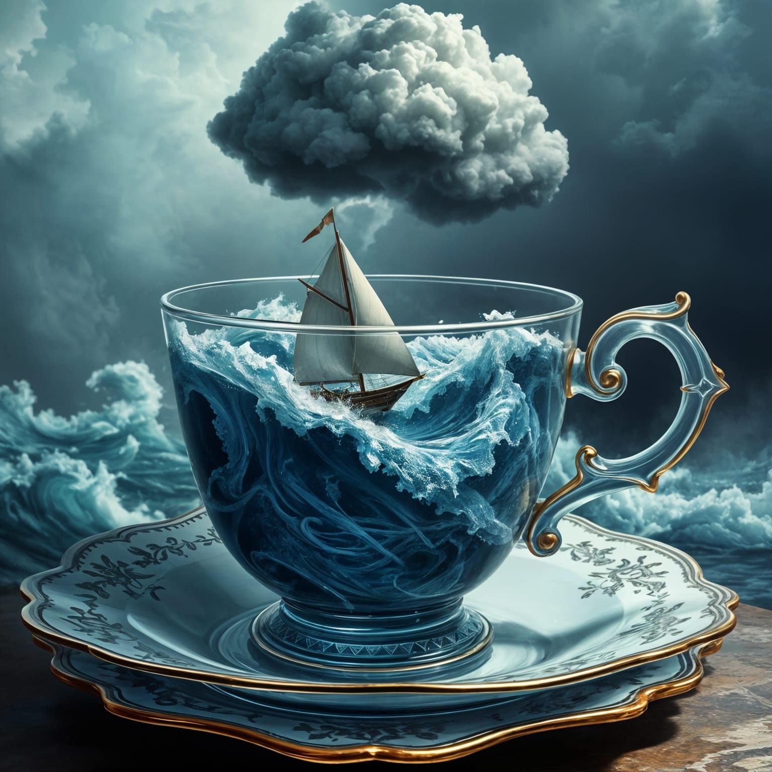 Stormy Sea in Teacup: Fantasy Concept Art