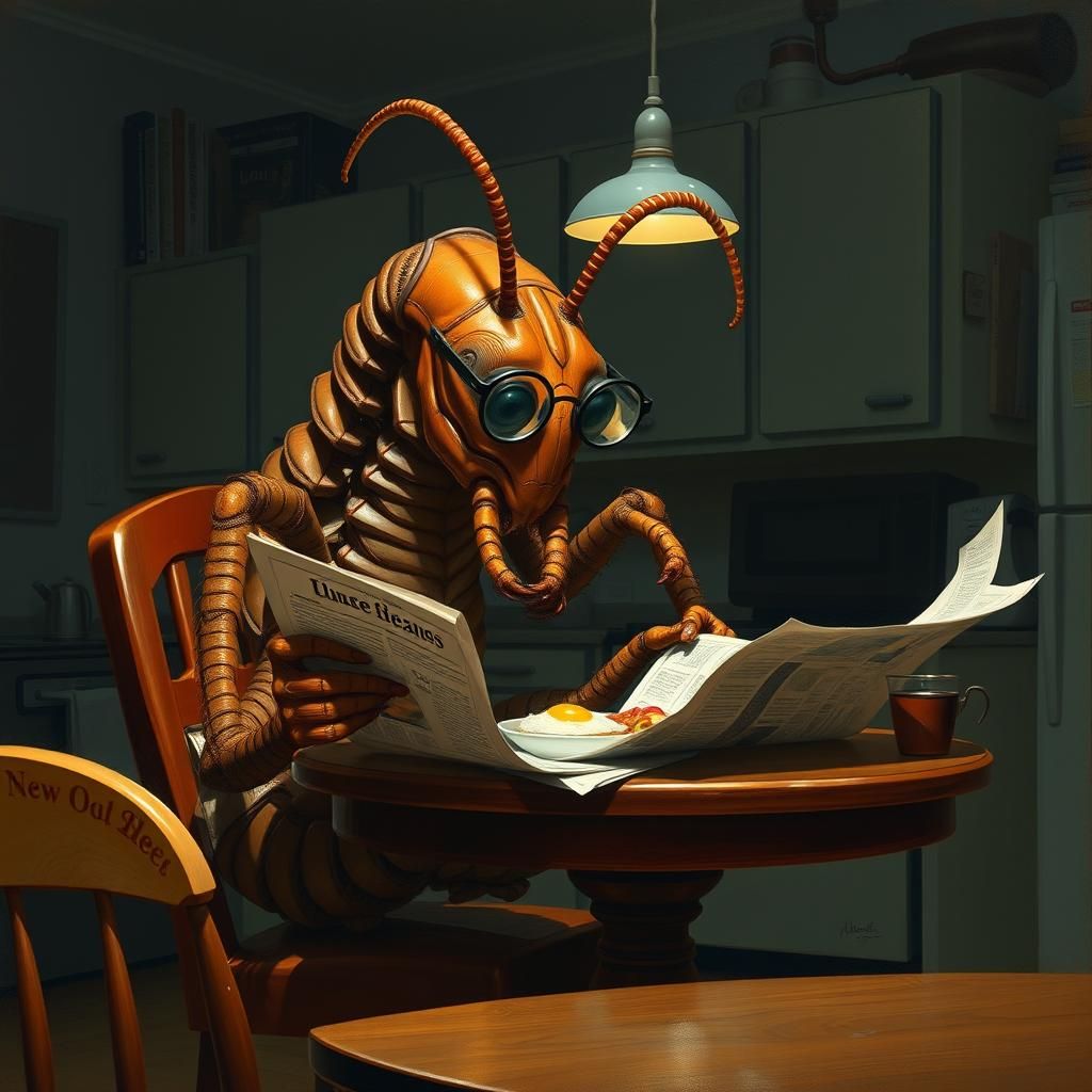 Anthropomorphic Centipede Reads Newspaper in Hyperrealistic ...