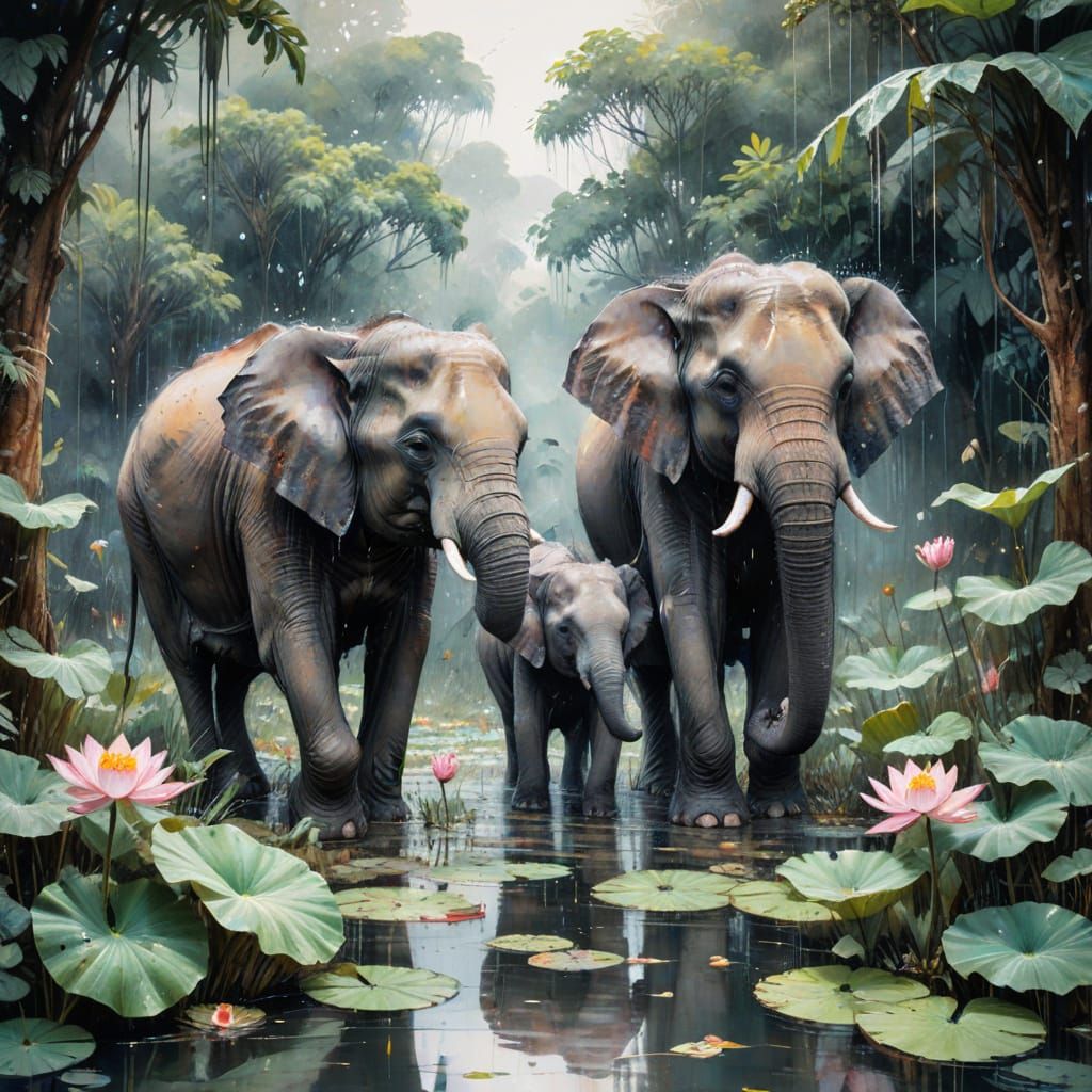 Jungle Ziggurat at Dusk: Watercolour Painting