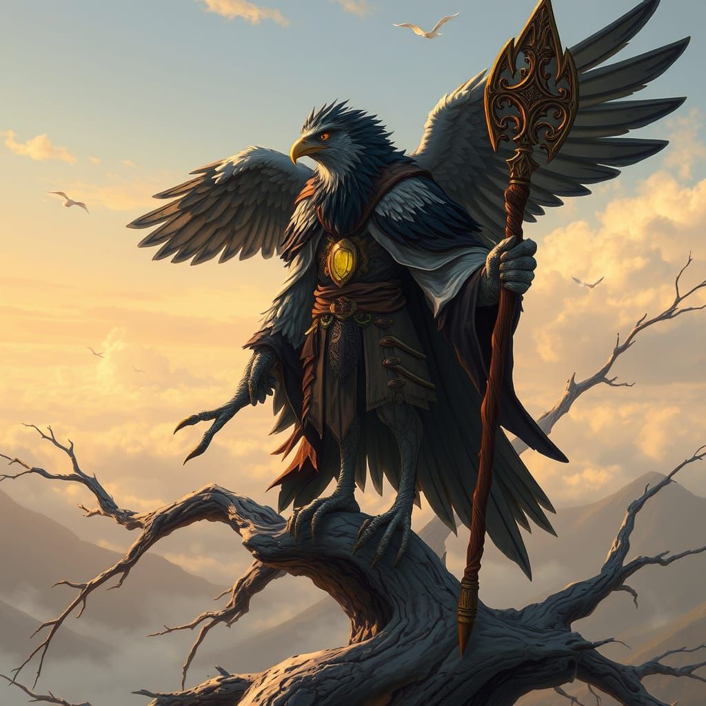 Majestic Birdfolk Cleric Amidst Whispers of the Ancients in ...