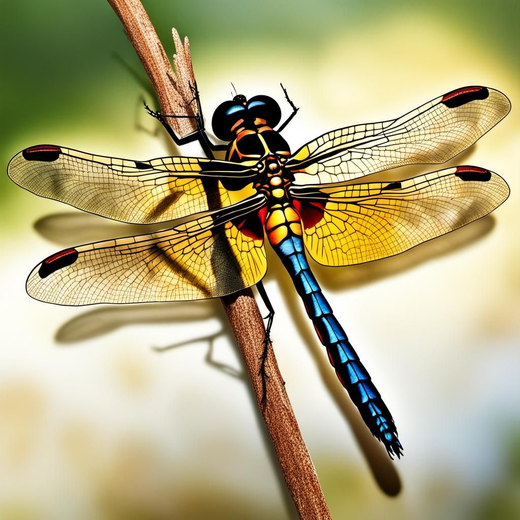 Golden Hour Dragonfly with Filigree Wings