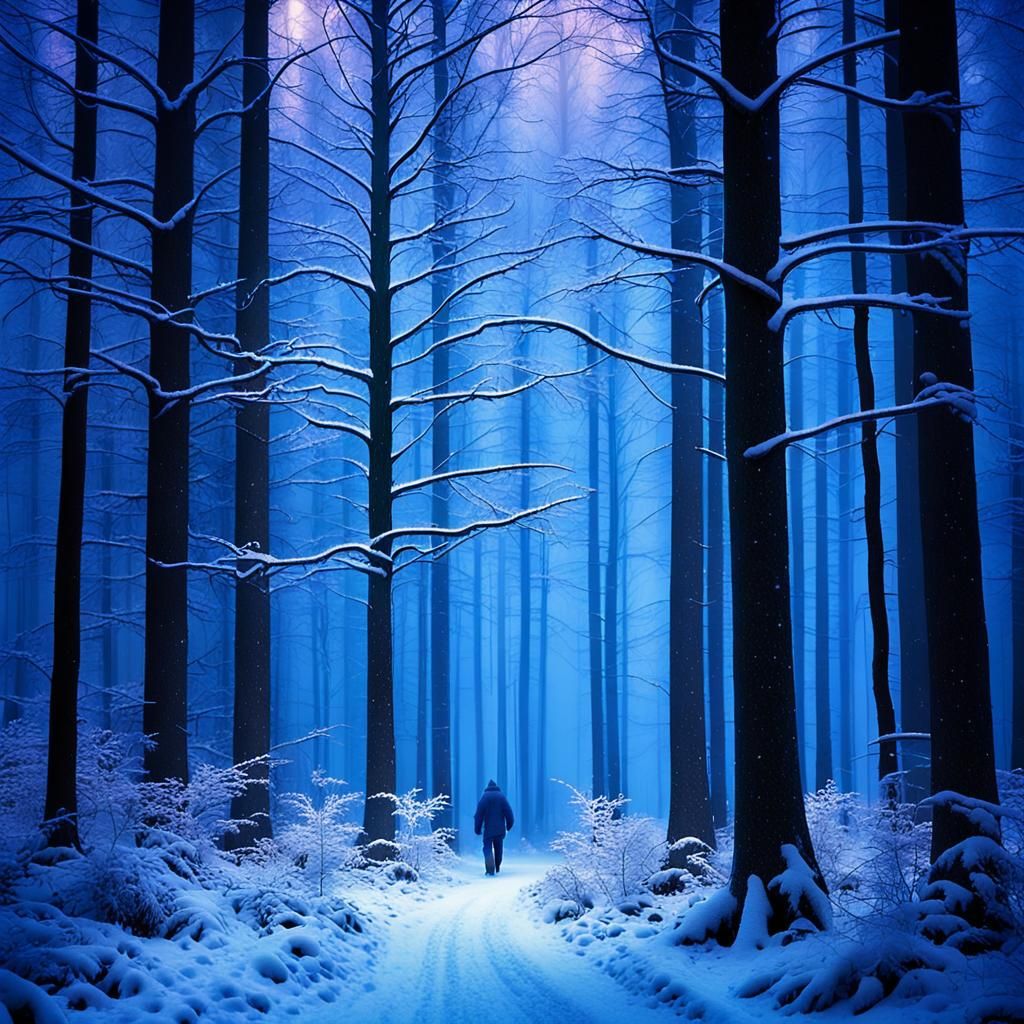 Winter Wonderland: Traveler in a Mystical Forest