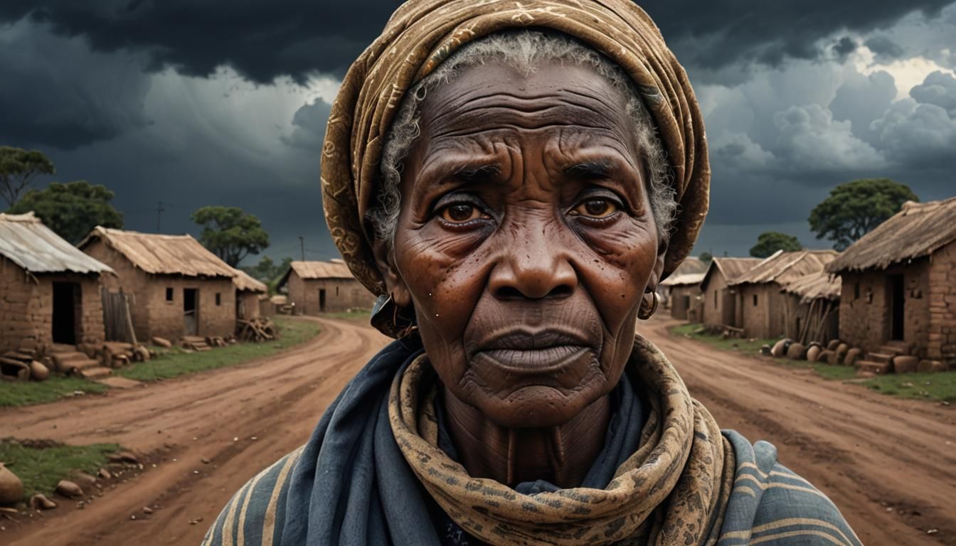Hyperrealistic Portrait of Somber African Woman