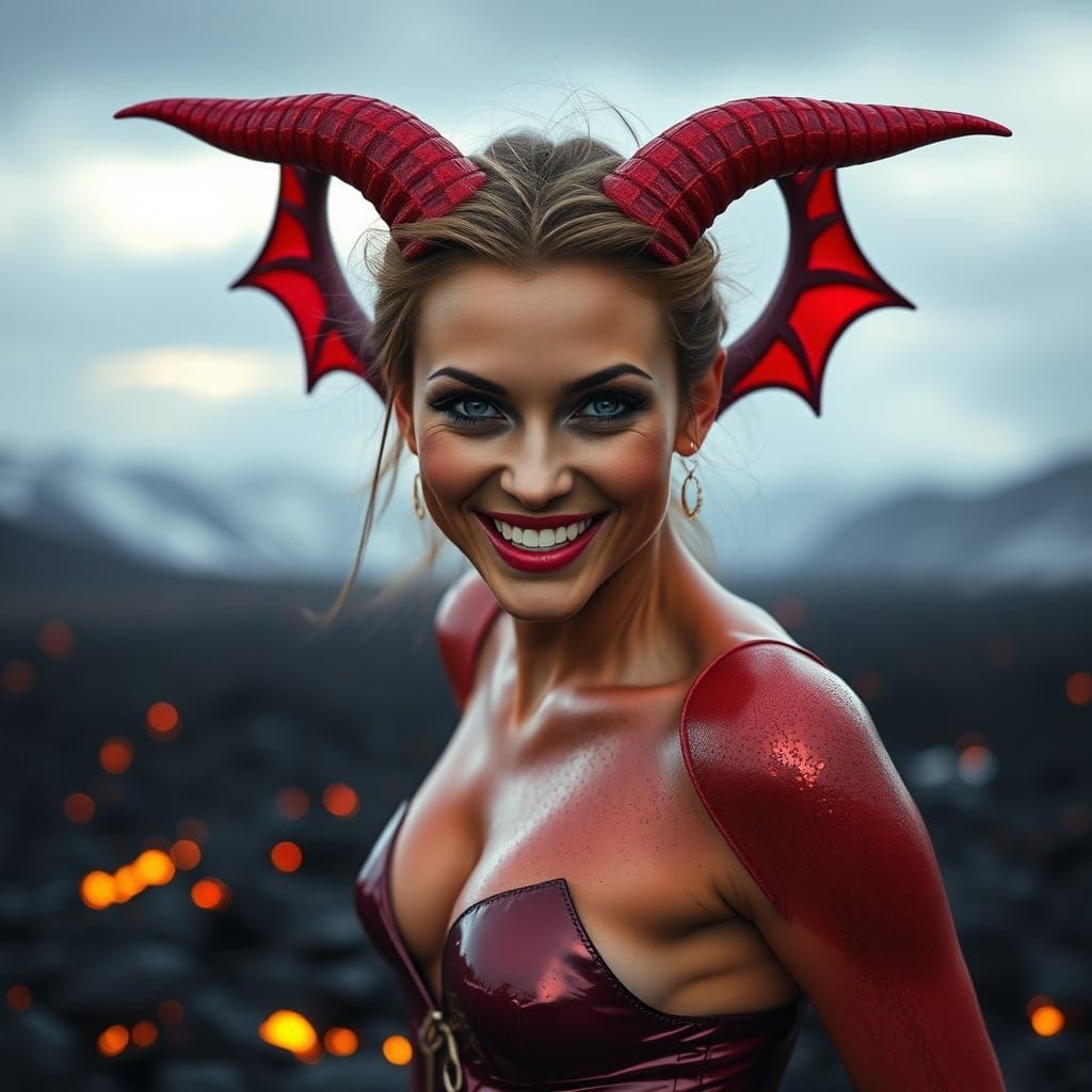 Sultry Deviless Dancing on Icelandic Lava