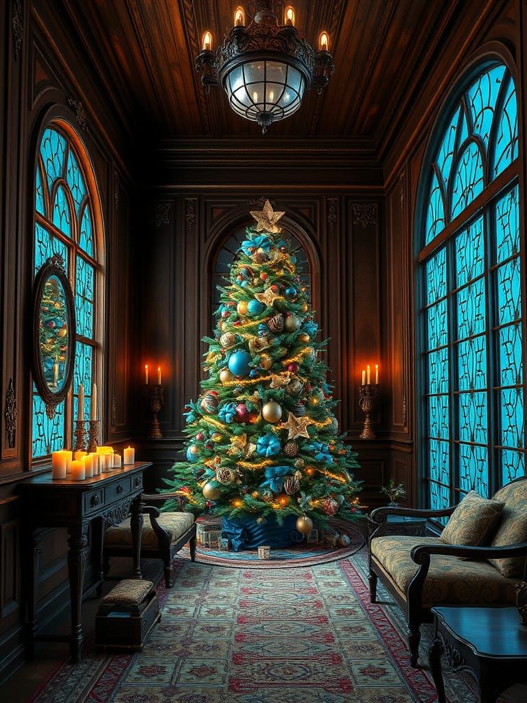 Whimsical Christmas Tree in Rustic Elegance