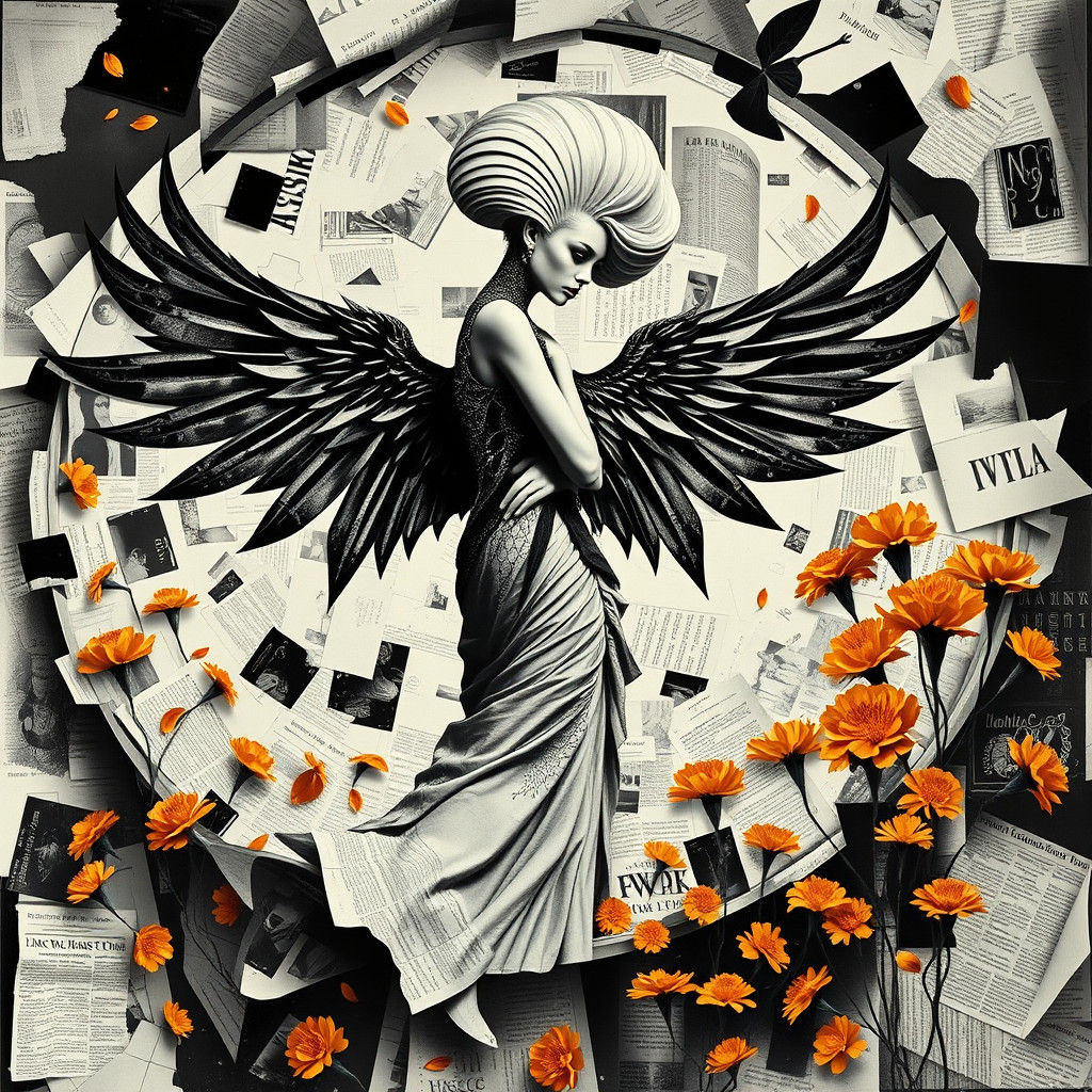 Surreal Androgynous Figure in Art Deco Photogram