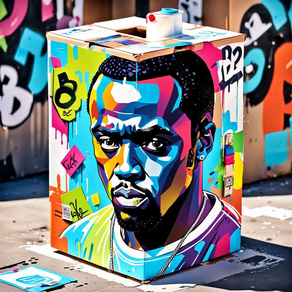P. Diddy Graffiti Portrait on Milk Carton
