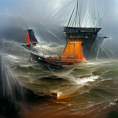 Flying Dutchman in Storm, Oil Painting
