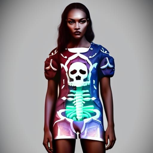 Skeleton in Spacesuit: Sci-Fi Cinematic Illustration