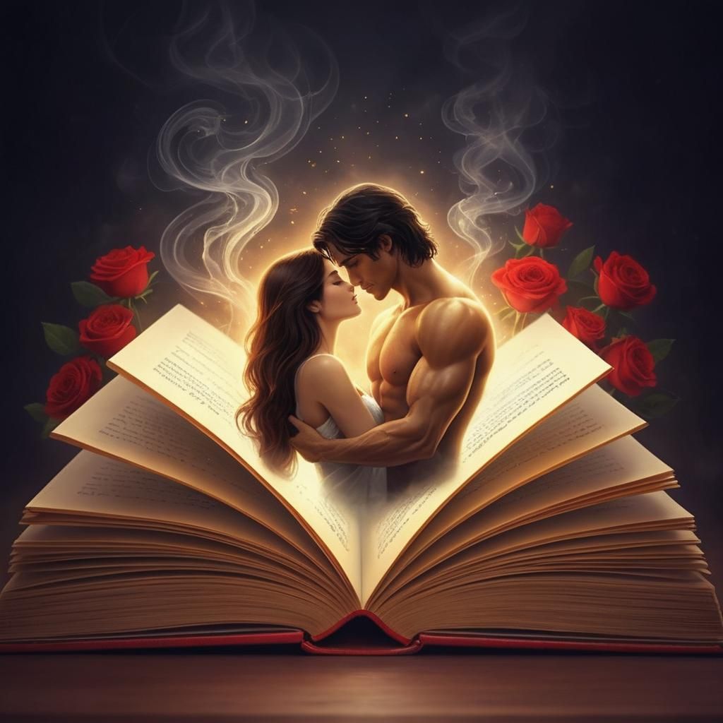 Ethereal Lovers Emerging from a Book