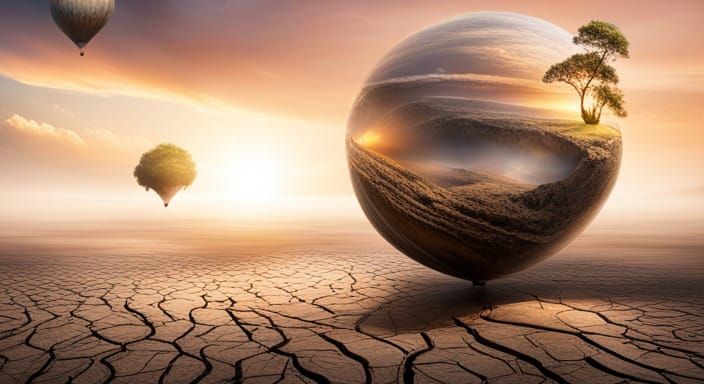 Surreal Floating Landscape in Gothic Horror Style