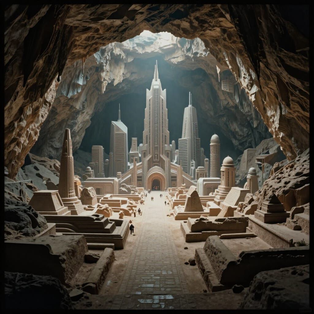 Futuristic City in Ancient Cave Site