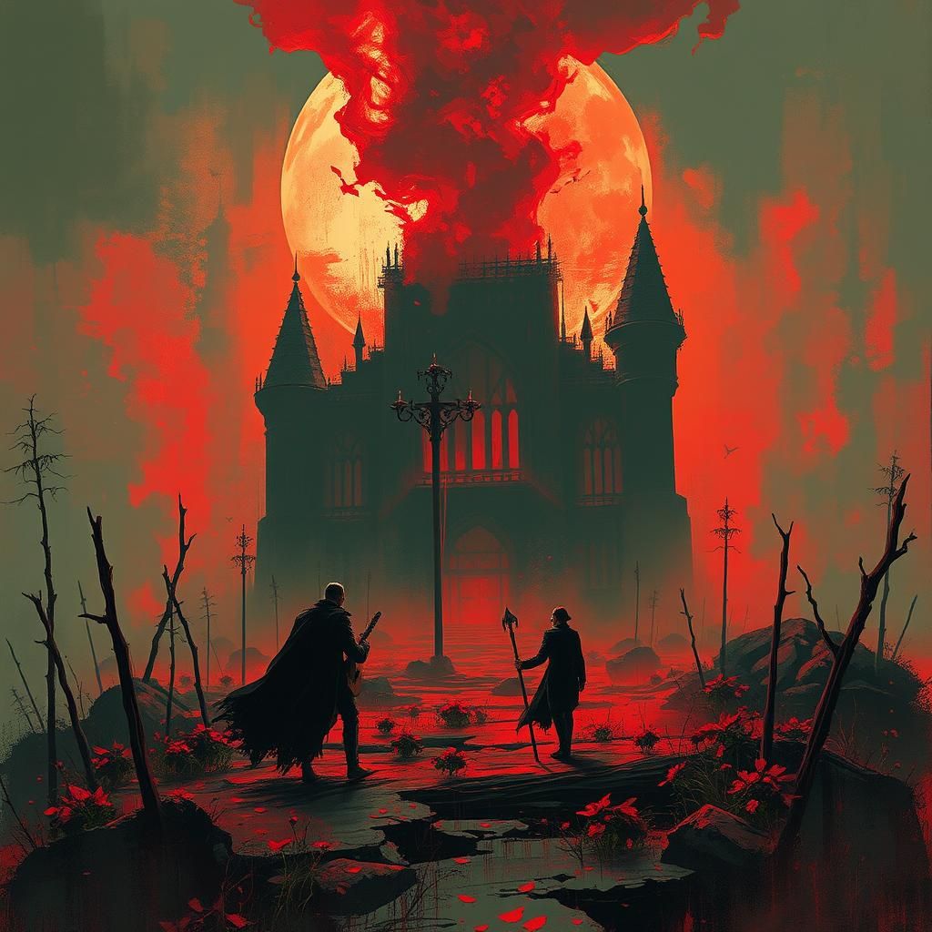 Sinister Crimson and Clover Gothic Scene