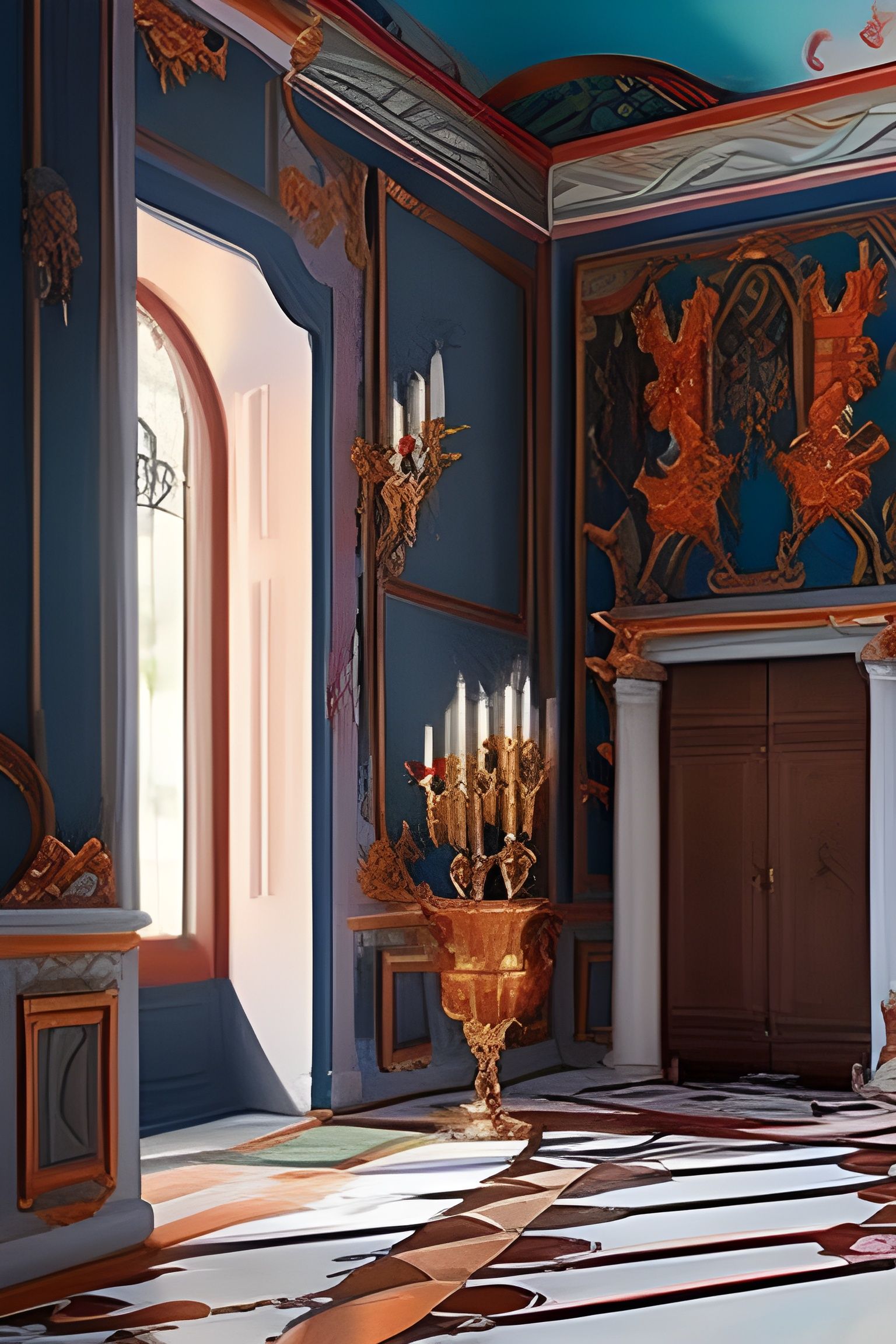 Onyx Rococo Villa Interior with Peonies