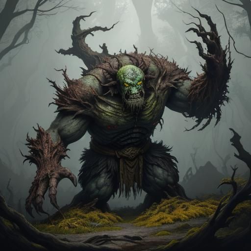 The Rotborn: Monstrous Forest Creature in Grimy Oil