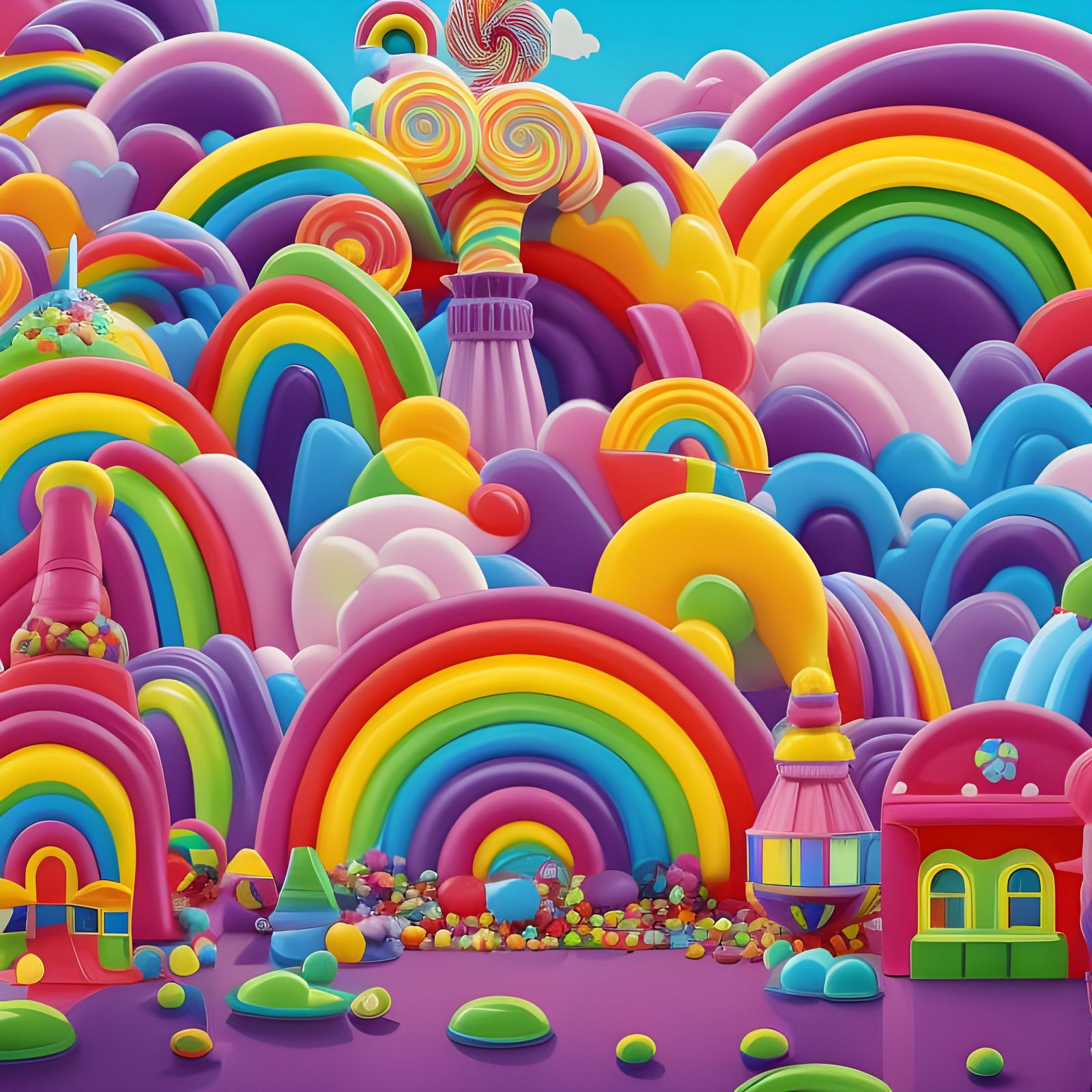 Magic Rainbow House in Candy Art Style