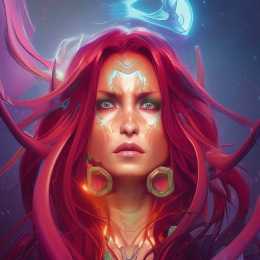 Demonic Starfire Portrait in Hyperdetailed Style