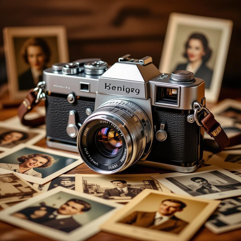 Nostalgic Vintage Camera with Golden Lighting