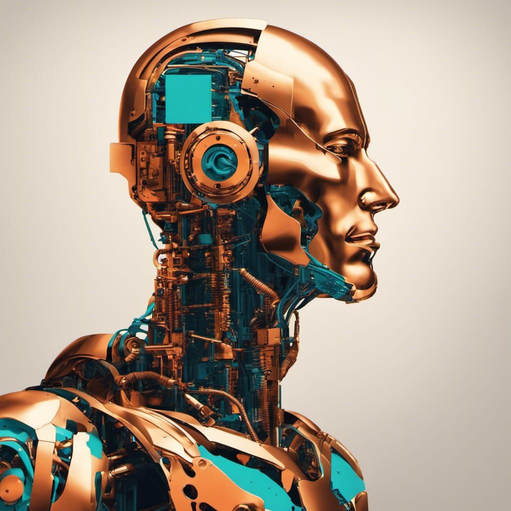 Cyborg Robot: Pop Art Screen Print in Bauhaus Style