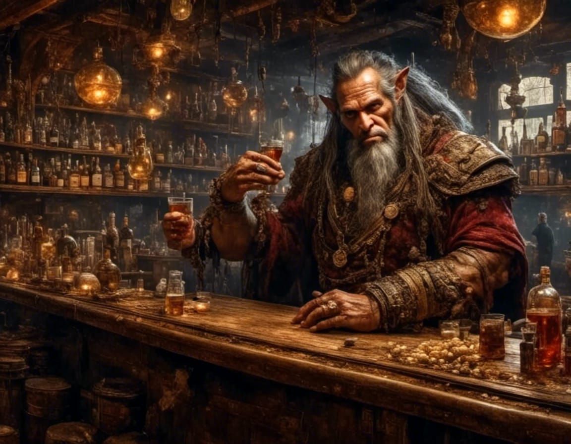 Troll Bartender in Dark Fantasy Tavern