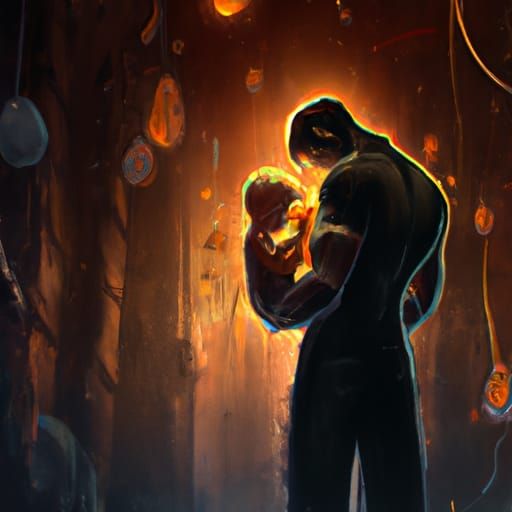 Neglectful Father: Dark Concept Art in Orange and Teal