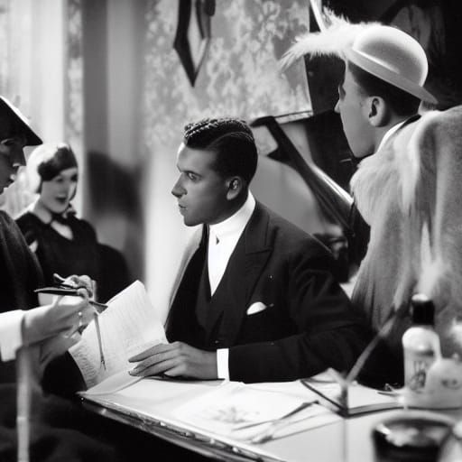 Classic Film Noir in Monochromatic 1920s Jazz Club