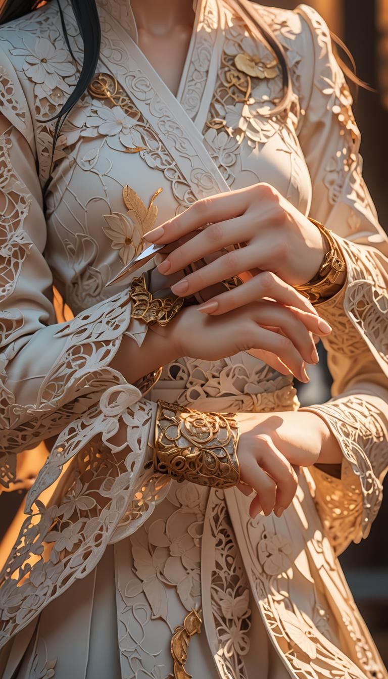 Anime 3D Art: Woman's Hand and Knife