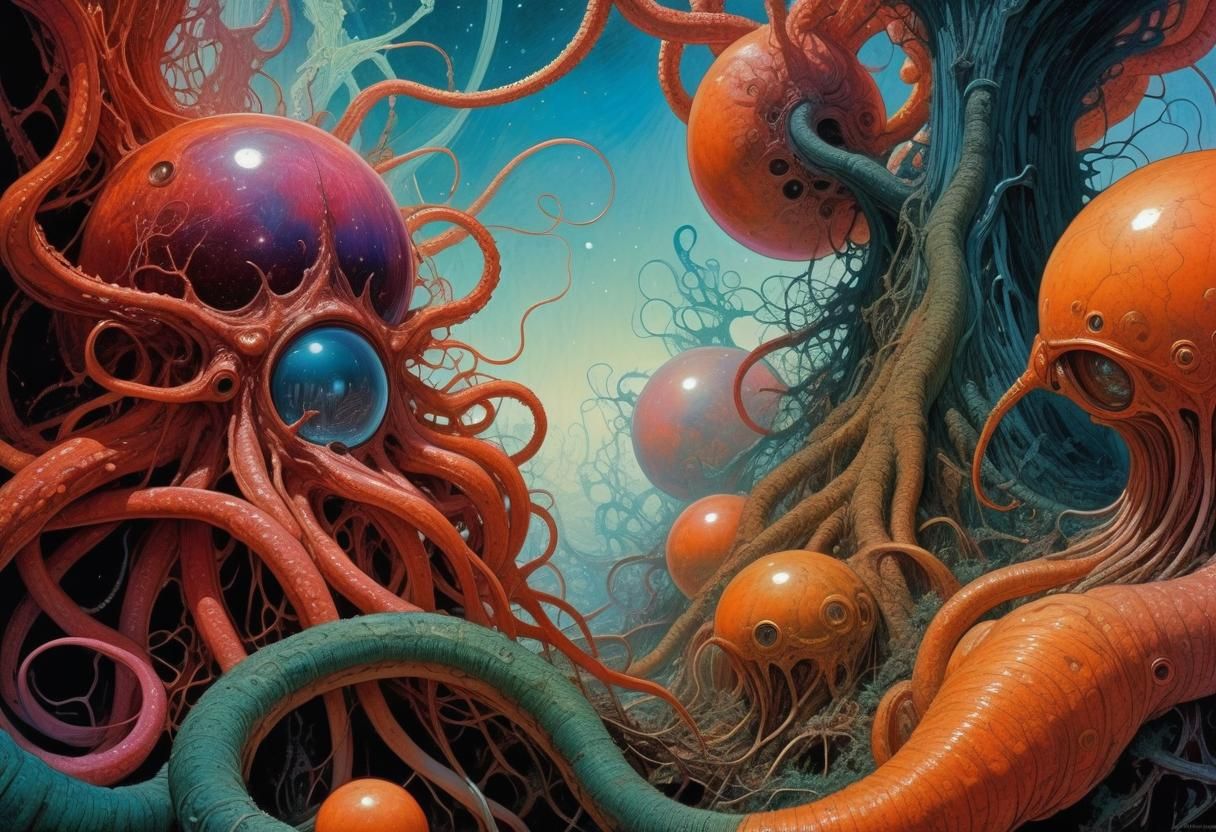Surreal Space Roots in Psychedelic Art Style