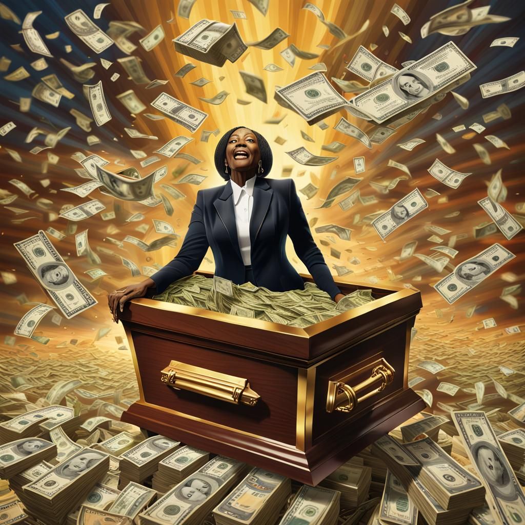 Woman in Flying Coffin Drops Money