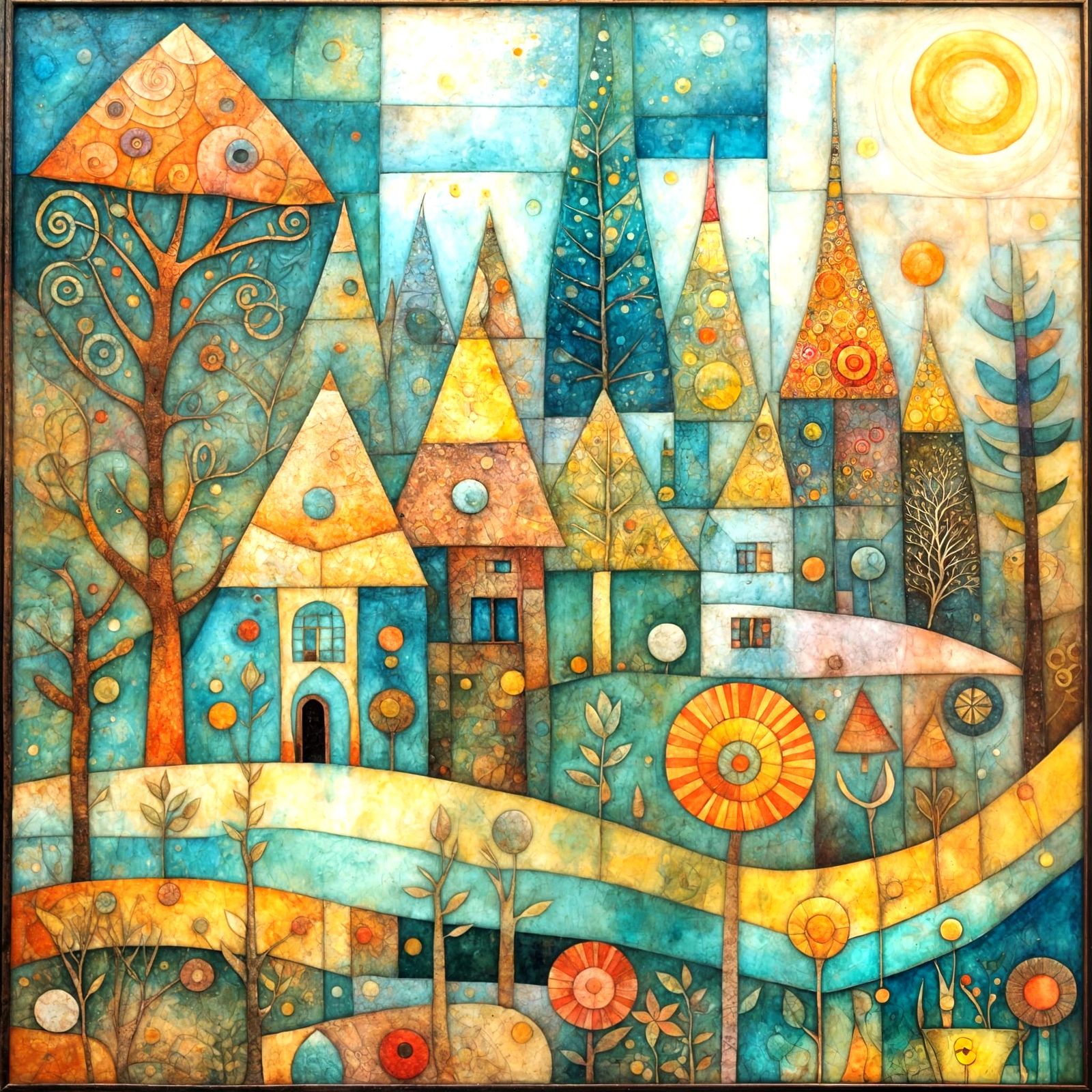 Dreamlike Encaustic Landscape in Intricate Detail