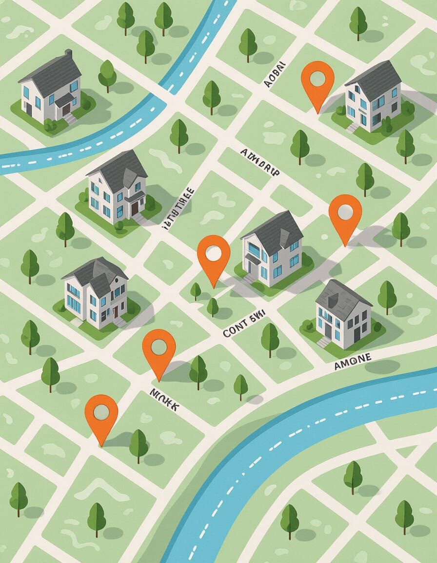 Modern UI Real Estate Map Illustration