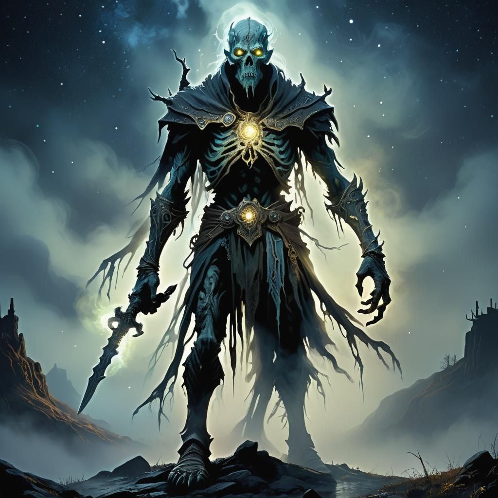 Moonlit Draugr in Ethereal Mist