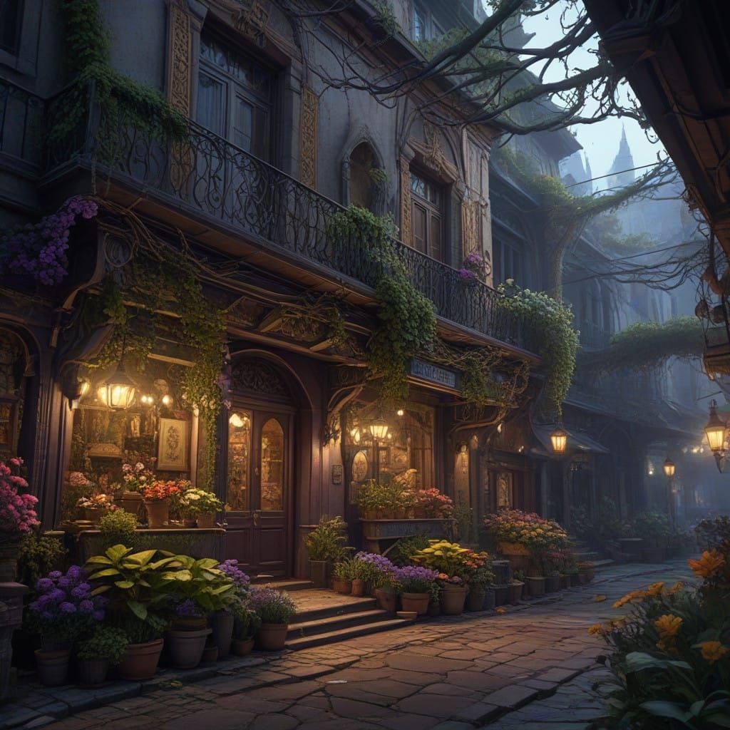 Mystical Celtica Florist Shop in Dark Fantasy Style