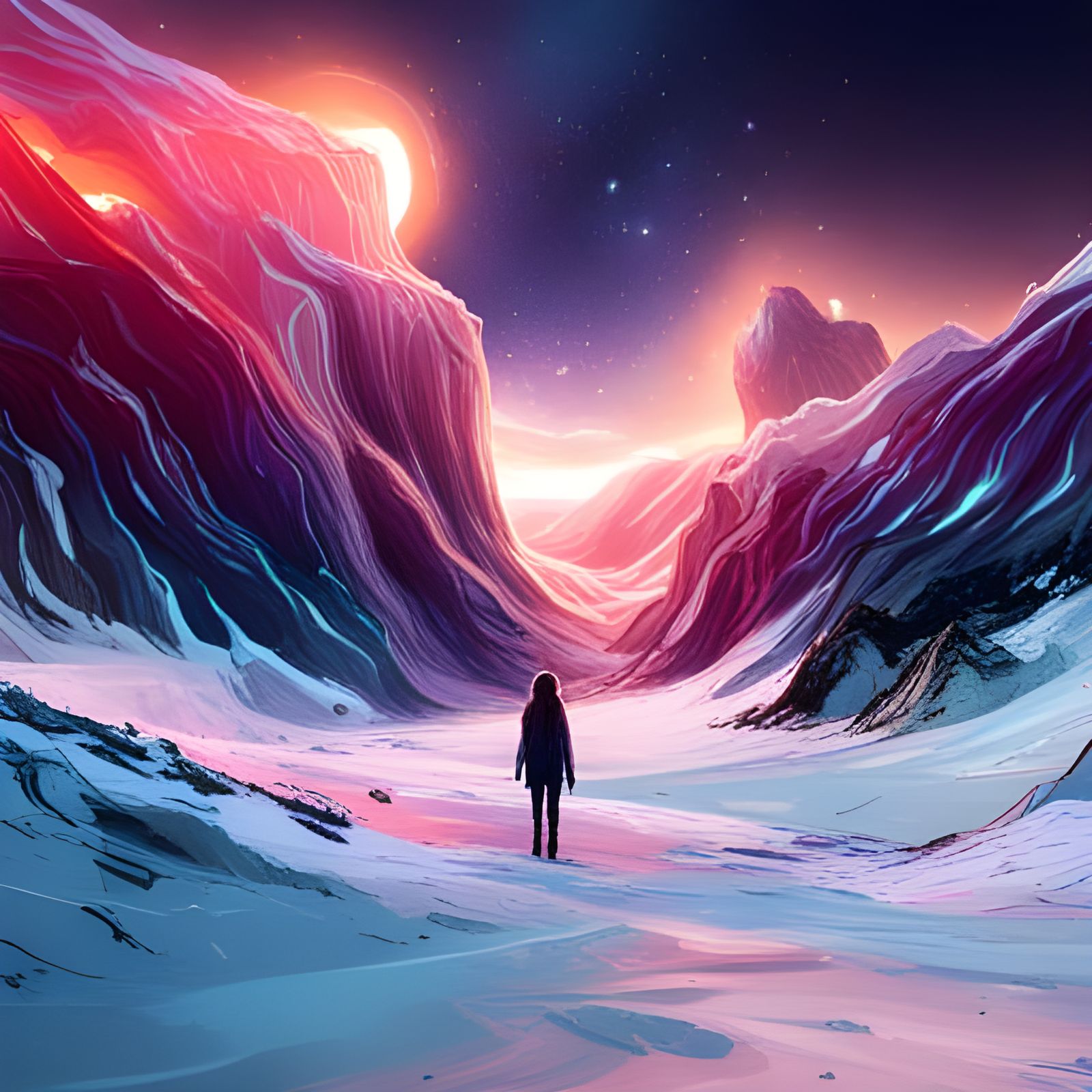 Vivid Cosmic Landscape with Parallax Effects
