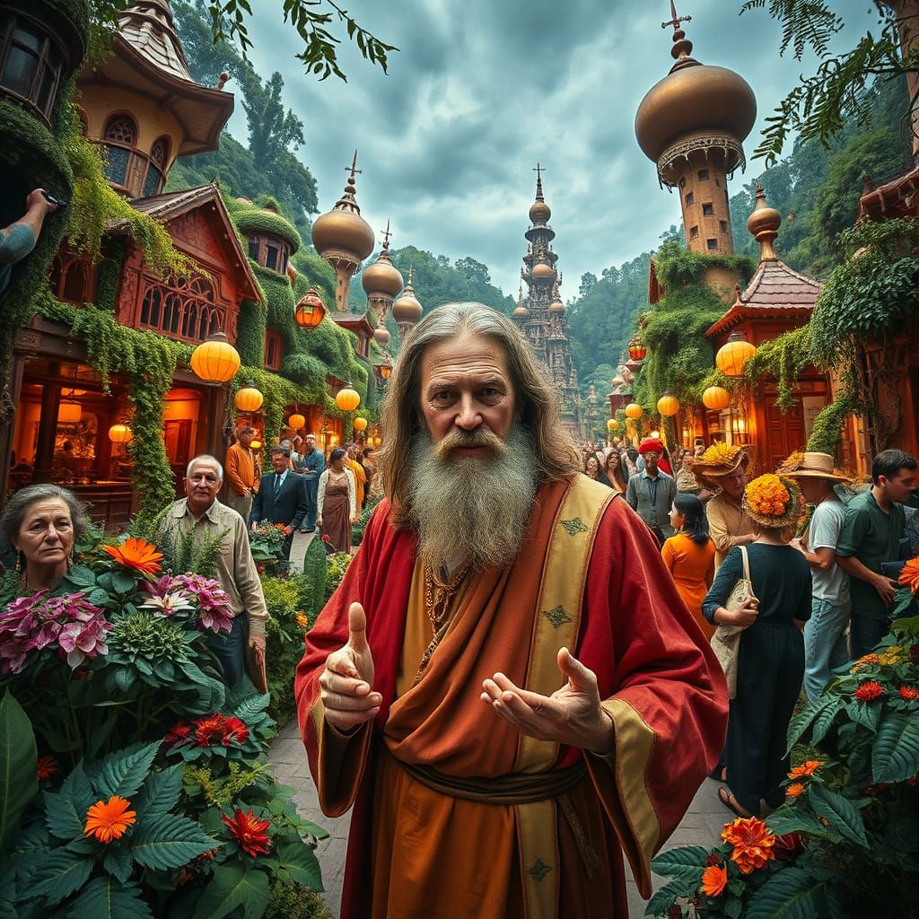 Jesus Teaching in a Surrealist Garden