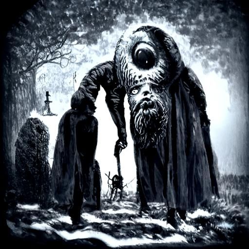 Sinister Creature Emerges: Horror Art